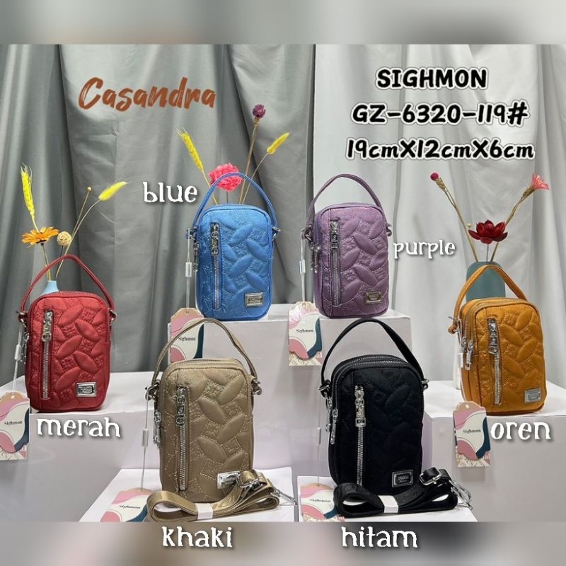 TAS WANITA ORI SIGHMON KANVAS BORDIR 3in1 Selempang Jinjing Dan Pinggang SG6320 3Sleting