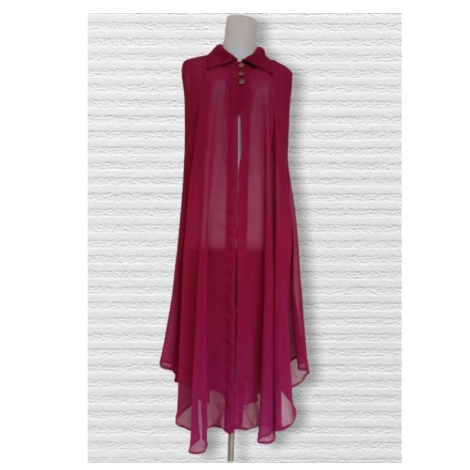 Outer Ceruty Lengan Pendek / Long Cardigan Panjang / Model kancing / Premium - Maroon