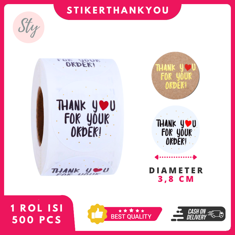 

Stiker Thank You for Order Besar 3,8 CM Label Olshop Kemasan Makanan Minuman Glossy