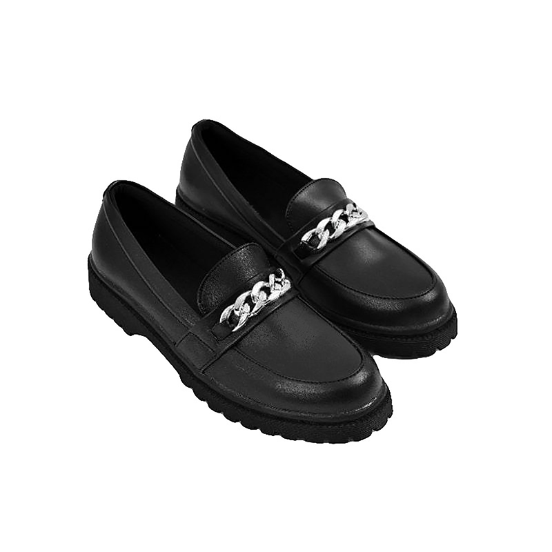 SAKAKI - Sepatu Docmart Slip On Wanita Loafers Mewah Dan Elegant - BLACK