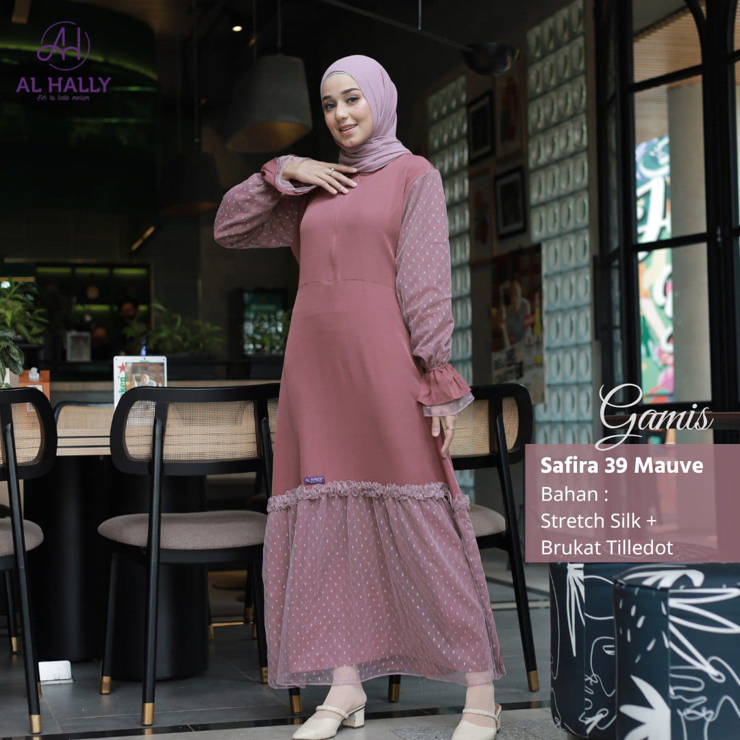 (COD) GAMIS DEWASA  ALHALLY SAFIRA 39 MAUVE - PEACH