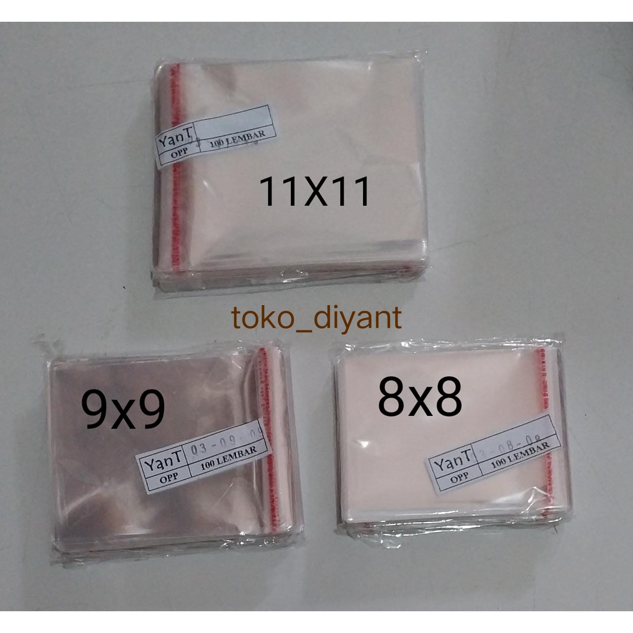 Plastik OPP 8x8 9x9 11x11 seal rekat isi 100 lembar - Plastik kue tebal 03