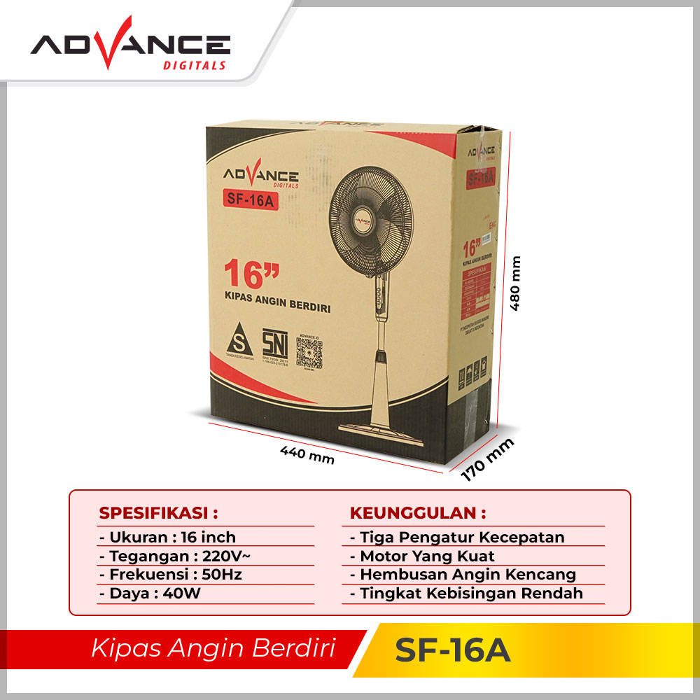 【Garansi 1 Tahun】Advance Kipas Angin 16 Inch SF-16A Kipas Angin Berdiri