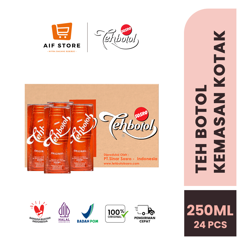 Teh Botol Sosro 1 Dus Kemasan Kotak isi 250 ml isi Original BPOM 24 pc