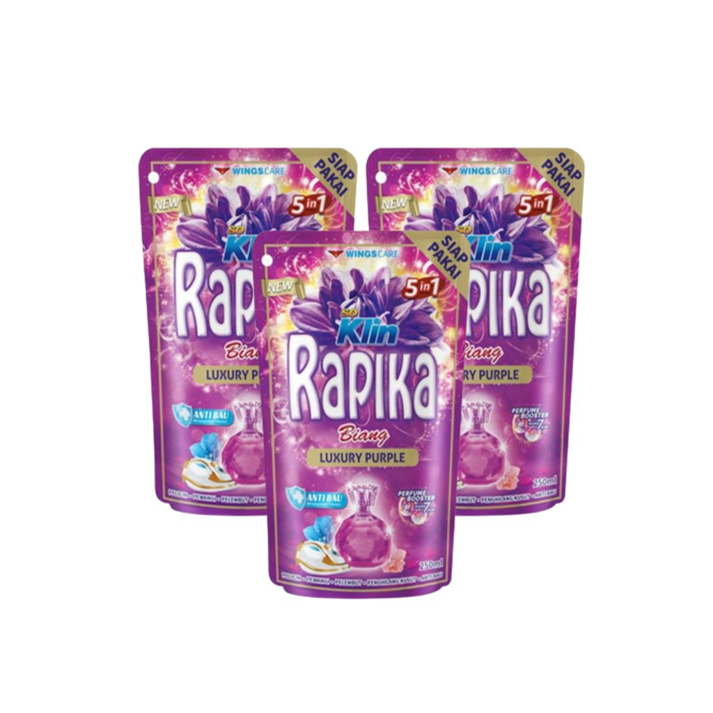 Rapika Biang Pewangi Pakaian Ungu Luxury Purple Pouch 250 ml x3