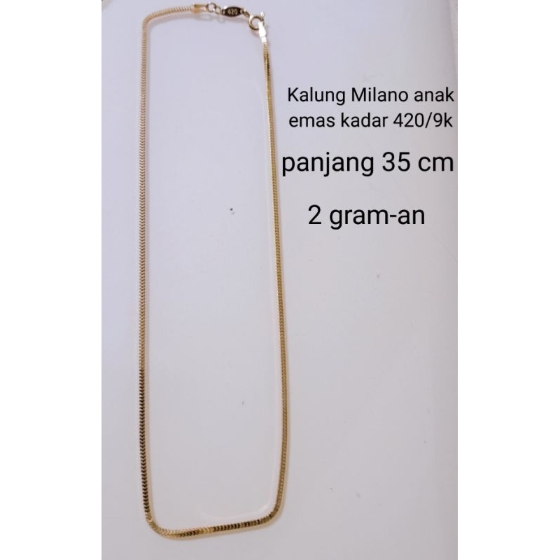 Kalung emas Milano Dewasa dan Anak U B S kadar 420/9k