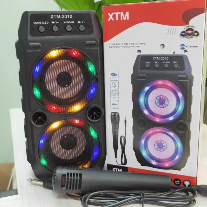 COD SPEAKER WIRELESS BLUETOOTH PROTABLE XTM-2010 LED PLUS MIC KARAOKE X-BASS / SPEAKER SALON AKTIF XTM-2010 / SPEAKER KARAOKE XTM-2010