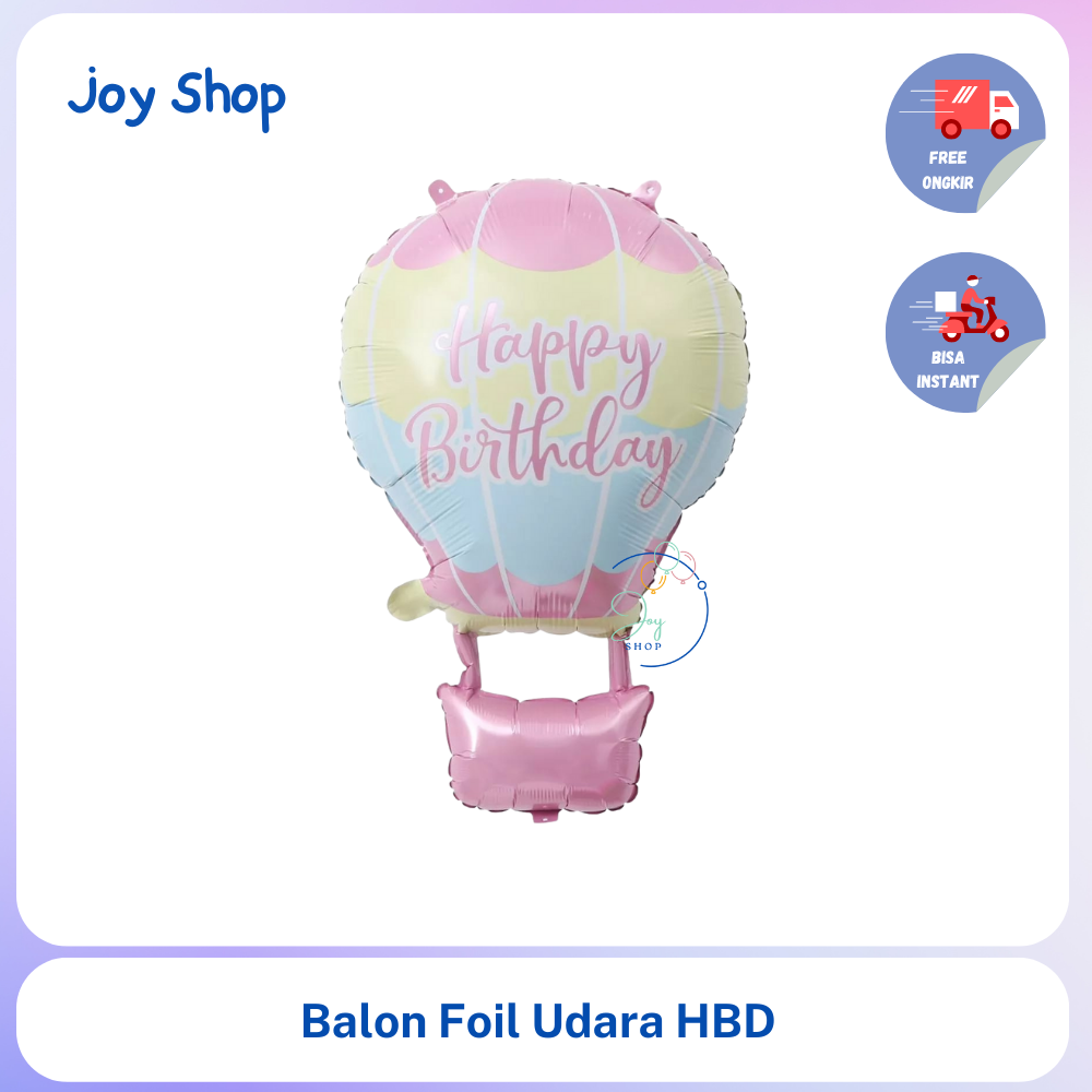 Balon Foil Happy Birthday Balon Udara HBD Pink Besar Hot Air Balloon