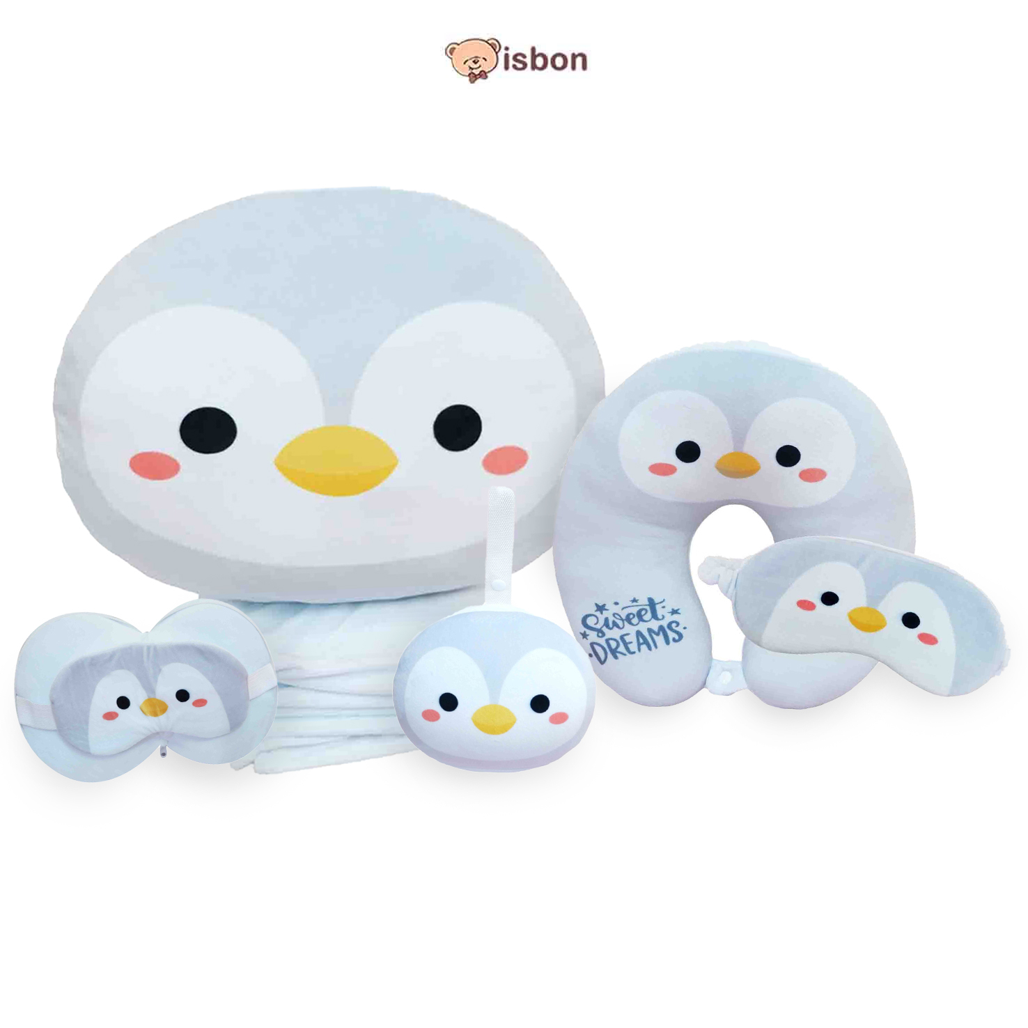 ISTANA BONEKA Balmut Bantal Selimut Karakter Pinguin Sweet Dream Soft Grey Cocok Untuk Traveling Bah