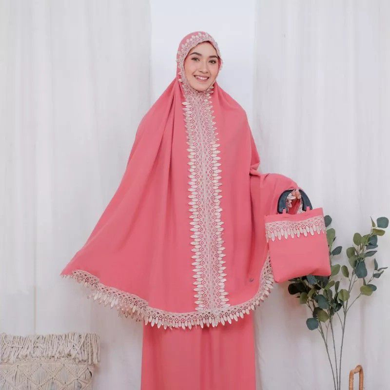 mukena dewasa azalea katun premium jumbo rawdoh renda mewah murah