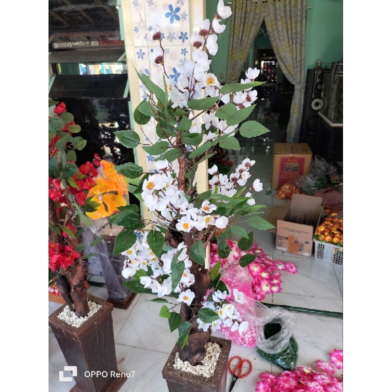 SEMANGGI OXILLIA SAKURA IMLEK/HOME DECORE/BUNGA SUDUT RUANG/BUNGA HIAS ARTIFICIAL SAKURA RIMBUN/ BUN