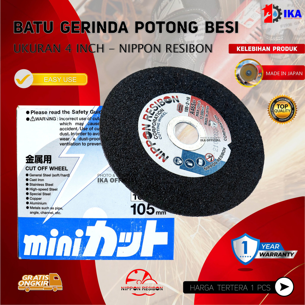 Batu gerinda potong Nippon Resibon 4&quot;x2 Batu Potong Besi 4&quot; NIPPON RESIBON Gerinda Gurinda - Cutting Wheel