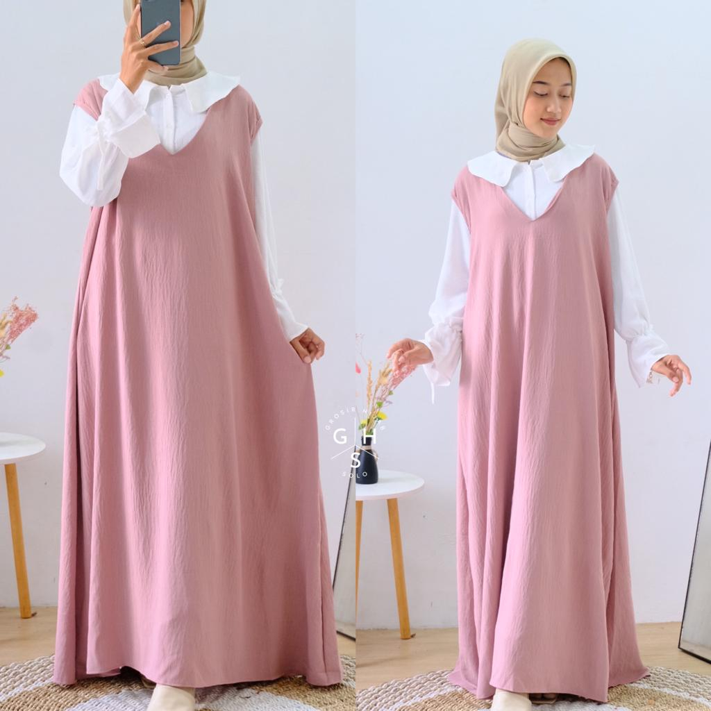 (DBY) LONG OVERAL LISA OVERSIZE ATASAN WANITA BAHAN CRINCLE AIRFLOW