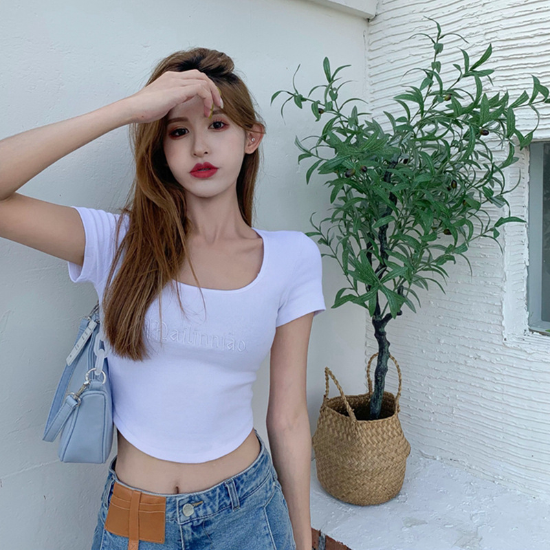 DF BJ385 Korean Crop Top Rib Sexy Crop Top Kaos Wanita Ava Basic Baju Crop Top Fashion