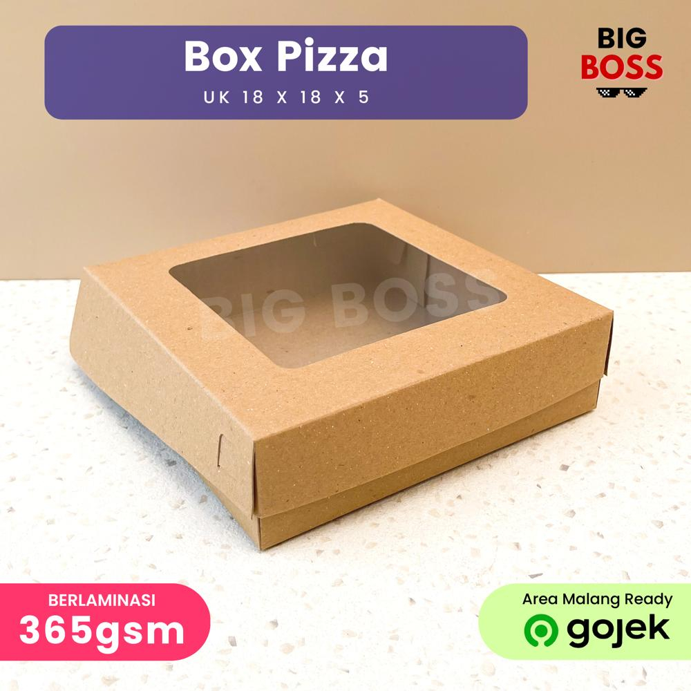 Kotak Box Pizza Coklat Kraft Laminasi / Kotak Cake Kue Roti Brownies Pie Egg Tart / Box Puff Pastry Cup Cake Muffin