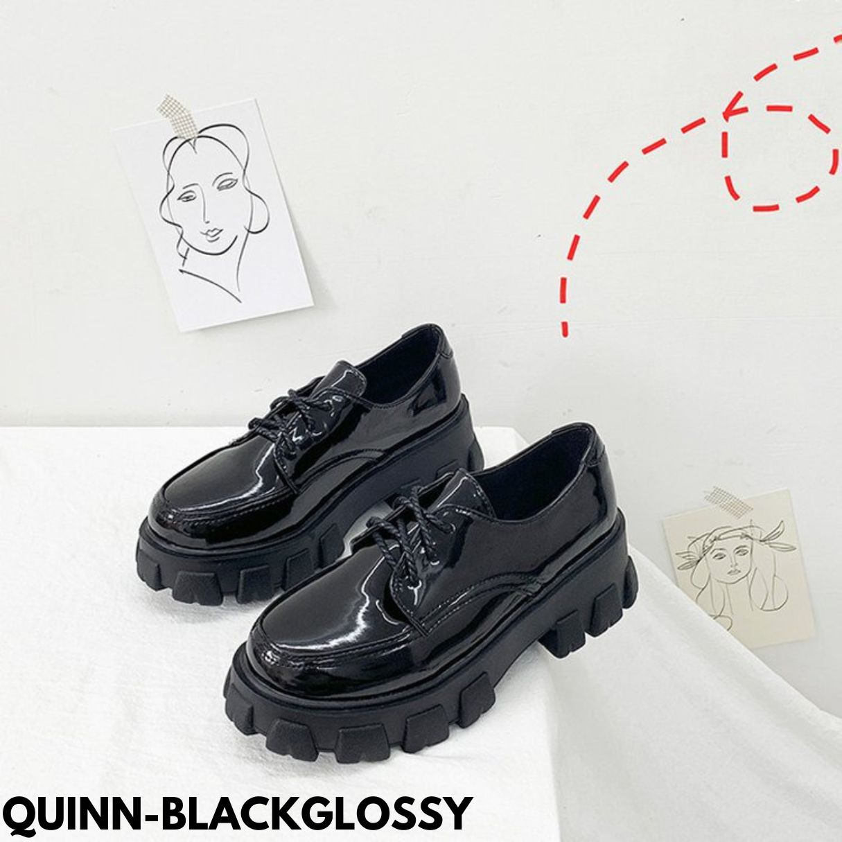 SEPATU WANITA GAYA BOOTS LUAR NEGERI EDISI TERBARU SIMPEL KASUAL BAHAN PU IMPORT QUINN