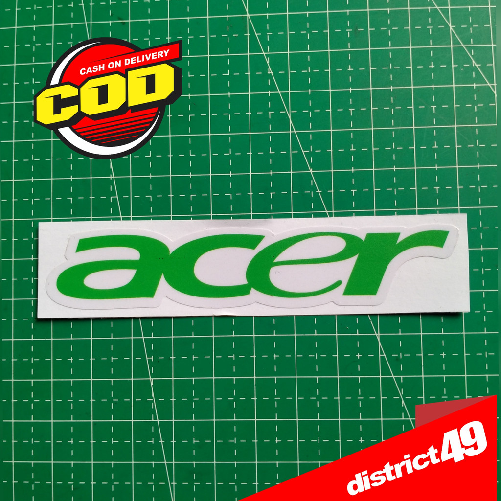 Stiker Print Cut ACER Laminasi Glossy bahan tebal anti air untuk motor mobil helm dll