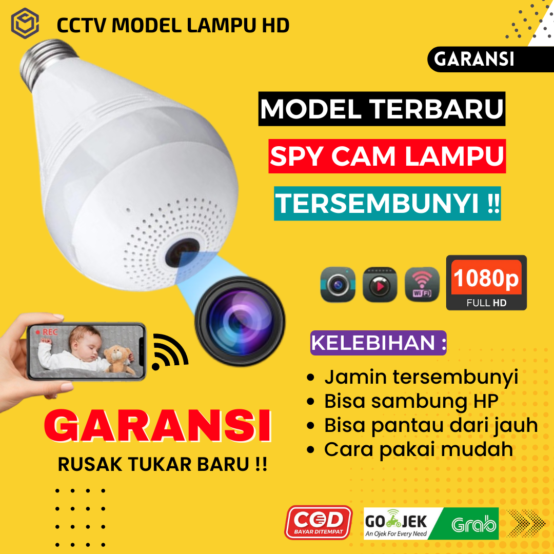 CCTV LAMPU BOHLAM V380 KAMERA PENGINTAI MINI WIFI JARAK JAUH CAMERA TERSEMBUNYI KECIL LAMP BULP SPY CAM IP WIRELESS FULL HD 1080P JS03