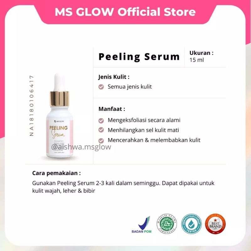 Peeling Serum Ms Glow-Eksfoliasi Wajah Original