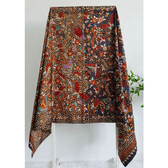 Kain Batik Tulis ASLI Lasem Sogan Gold Navy Sekar Jagat Istimewa