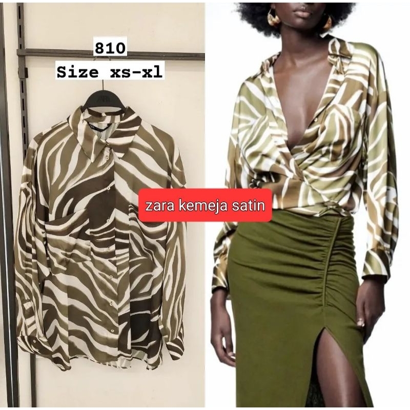 kemeja zara satin