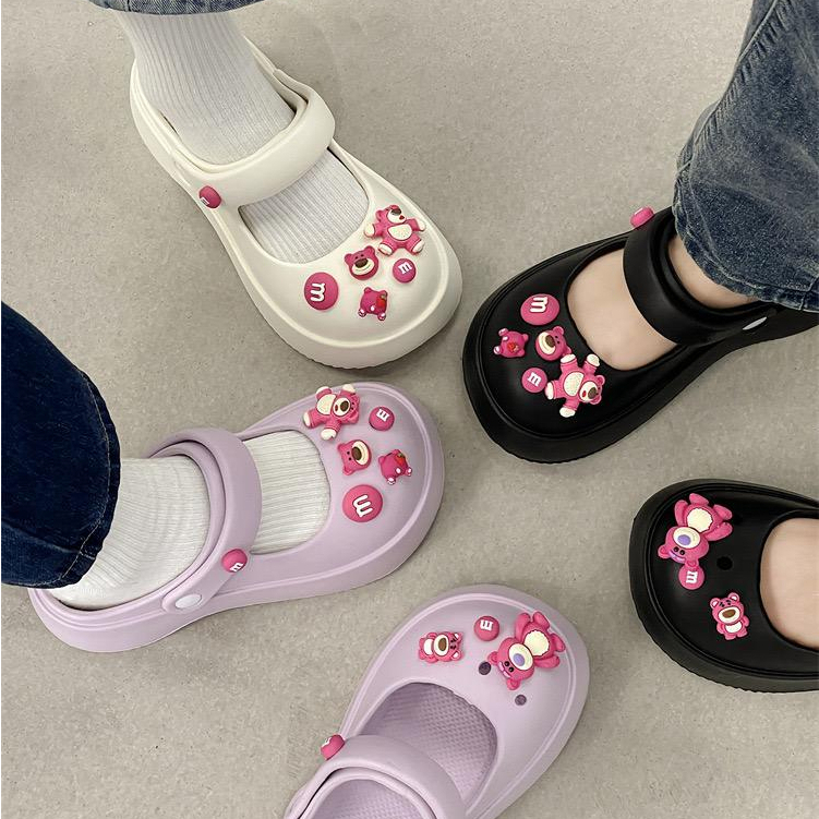 Sandal Wanita BAIM CROSS LOTSO Jelly Import / Sandal Selop Karet Tebal Korea Styles