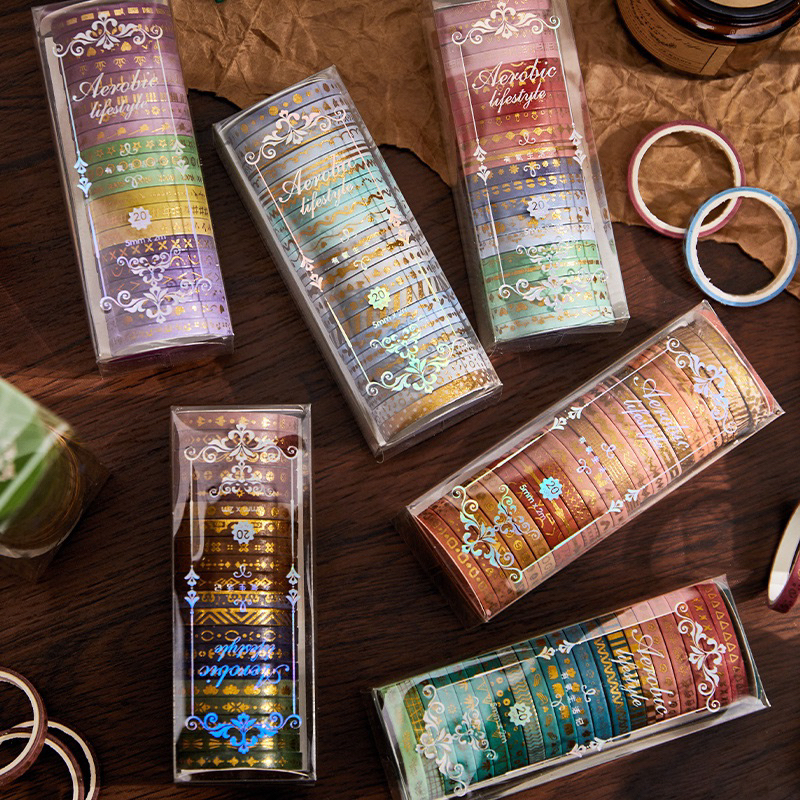 (READY) 20 ROLL GOLD FOIL ELEGANT WASHI TAPE | masking tape bujo bullet journal journaling postcard 