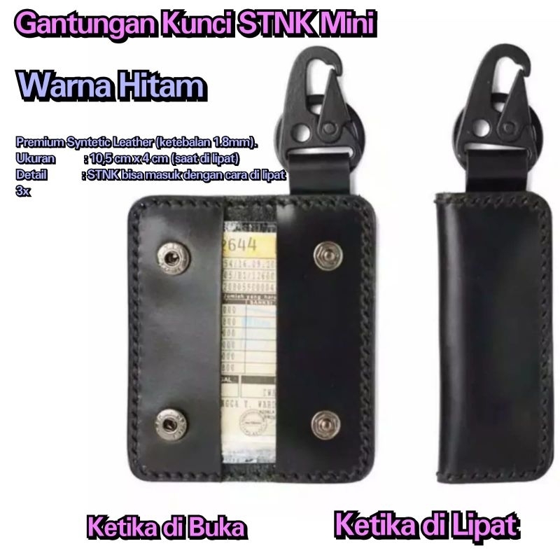 Gantungan Kunci STNK Mini Dompet STNK kecil HITAM kunci mobil motor dll