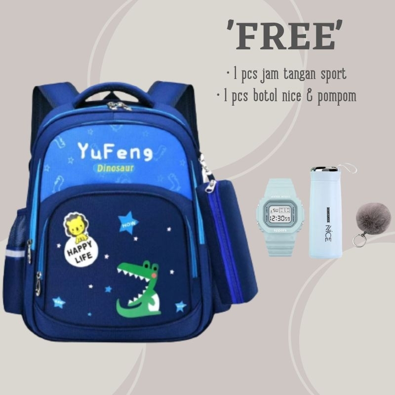 Gudang Tas COD Tas Ransel Anak Cute Animal Tas Ransel Sekolah Anak TK/SD Karakter Dinosaurus Yufeng