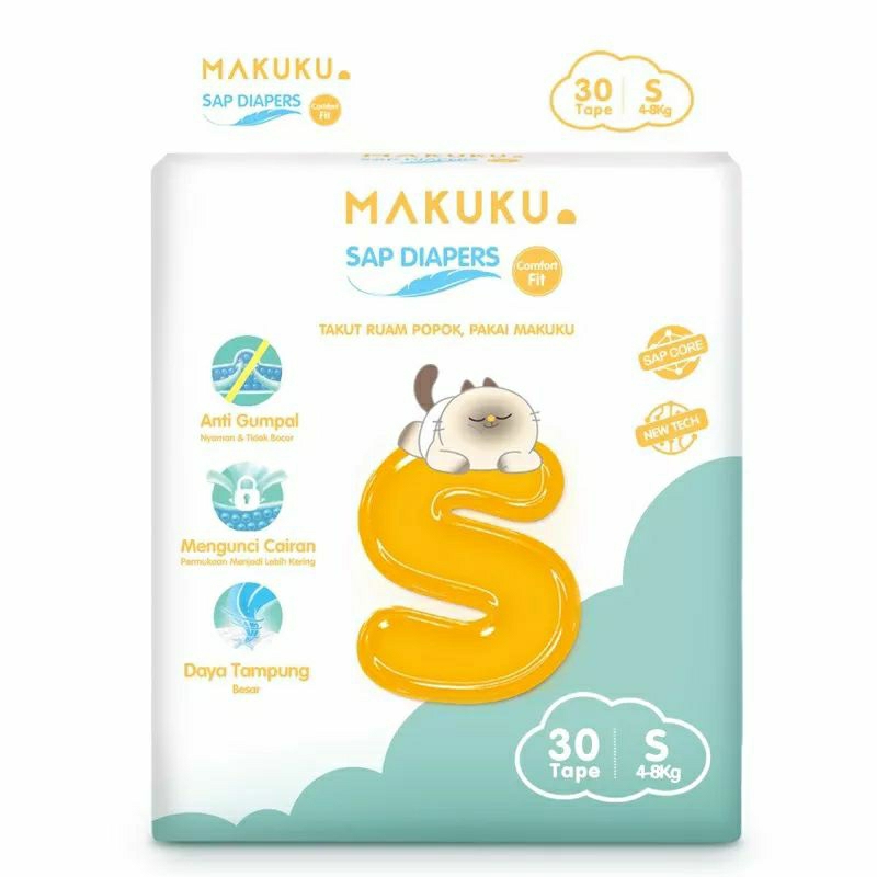 Makuku Comfort Fit SAP Diapers NB32 S30 M28 L26 Popok Makuku Comfort Fit