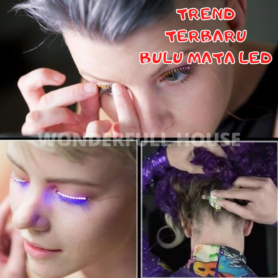 Termurah Bulu Mata LED Unik Eyelash Lampu Disko Party 7 Warna