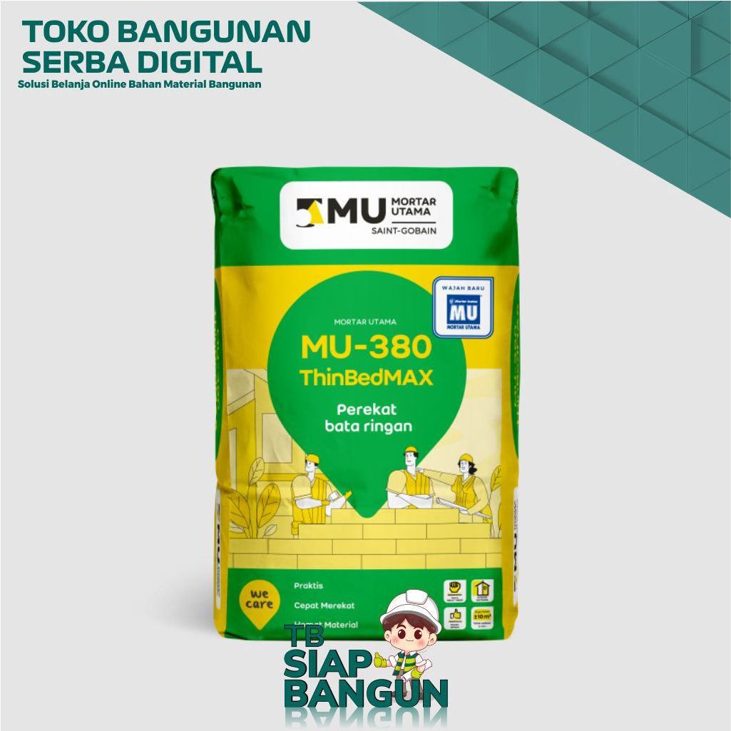 Semen instan perekat bata ringan MU Mortar Utama MU380 40 kg baca deskripsi