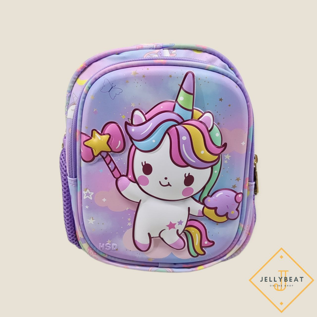 TAS RANSEL 3D ANAK PG KARAKTER UNICORN UNGU