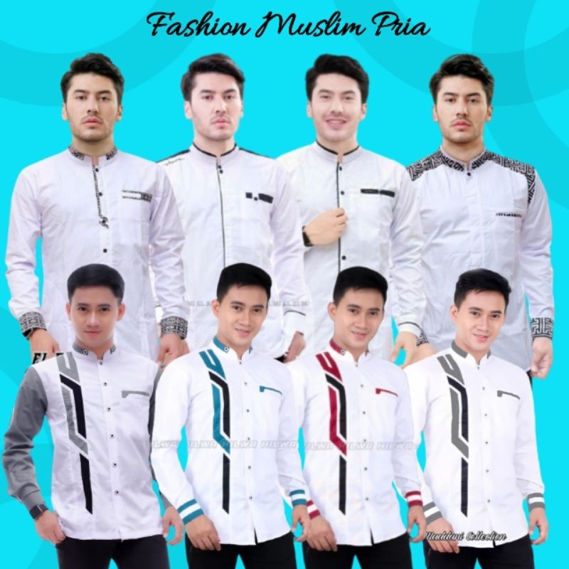 (termurah)koko pria putih|kemko putih|seragam hadroh terbaru|baju koko pria lengan panjang|baju gus 