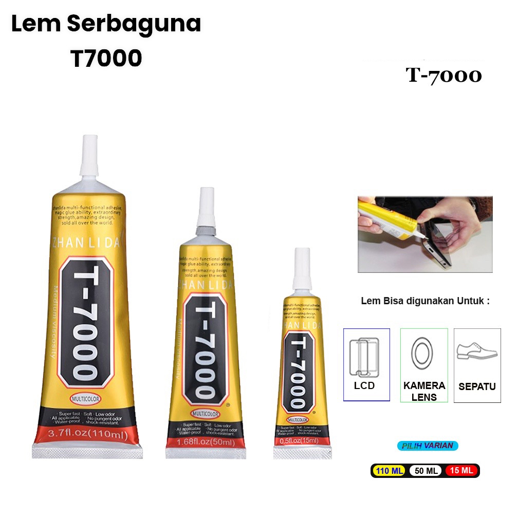 Lem Hitam Serbaguna Lcd Touchscreen Kuat Handphone Gadget T7000 B7000 15ML 50ML  110ML High Quality