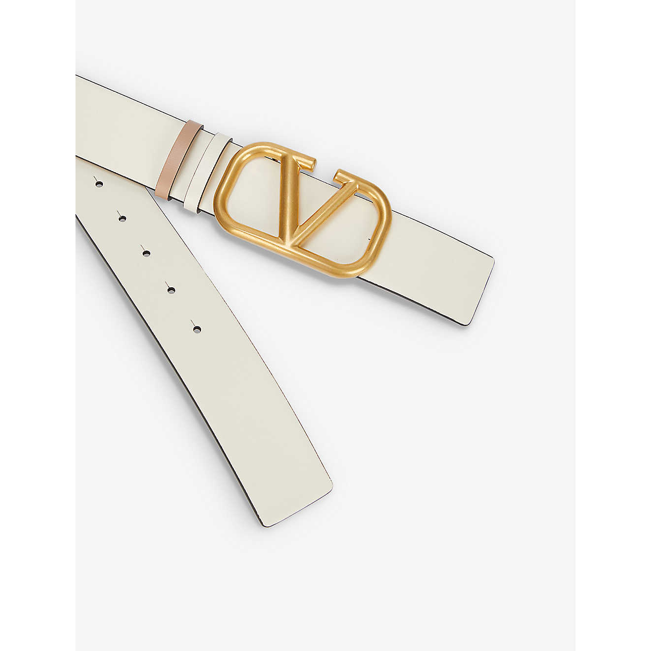 VLTN VLOGO Reversible Leather Belt 3cm Nude Cream GHW 100% Original