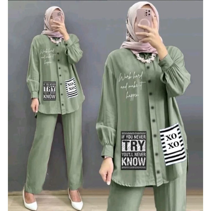 XOXO ONESET CRINKEL II SETELAN CELANA XOXO BAHAN CRINKEL II ARRAZAQU COLLECTION