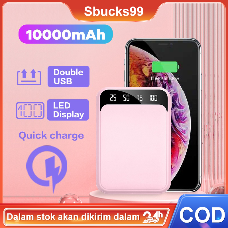 4 Color Powerbank with LED Display 10000mAh 2 Input Original Universal Power Bank Murah Mini Portable Bisa Dibawa Naik Pesawat