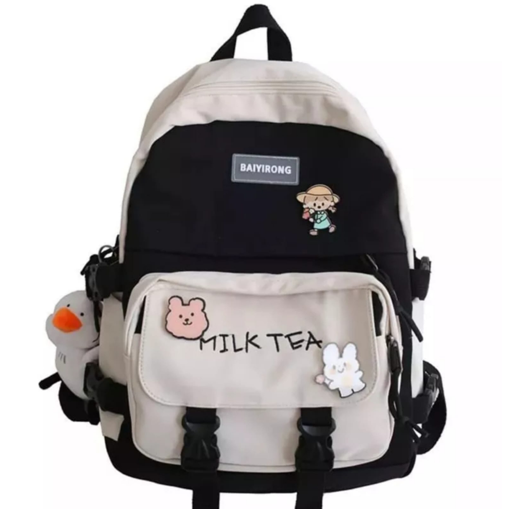 Mismi Diona Bag - Tas Ransel Wanita Style Korea School Backpack Perempuan Stylish - 17D gratis boneka dan botol