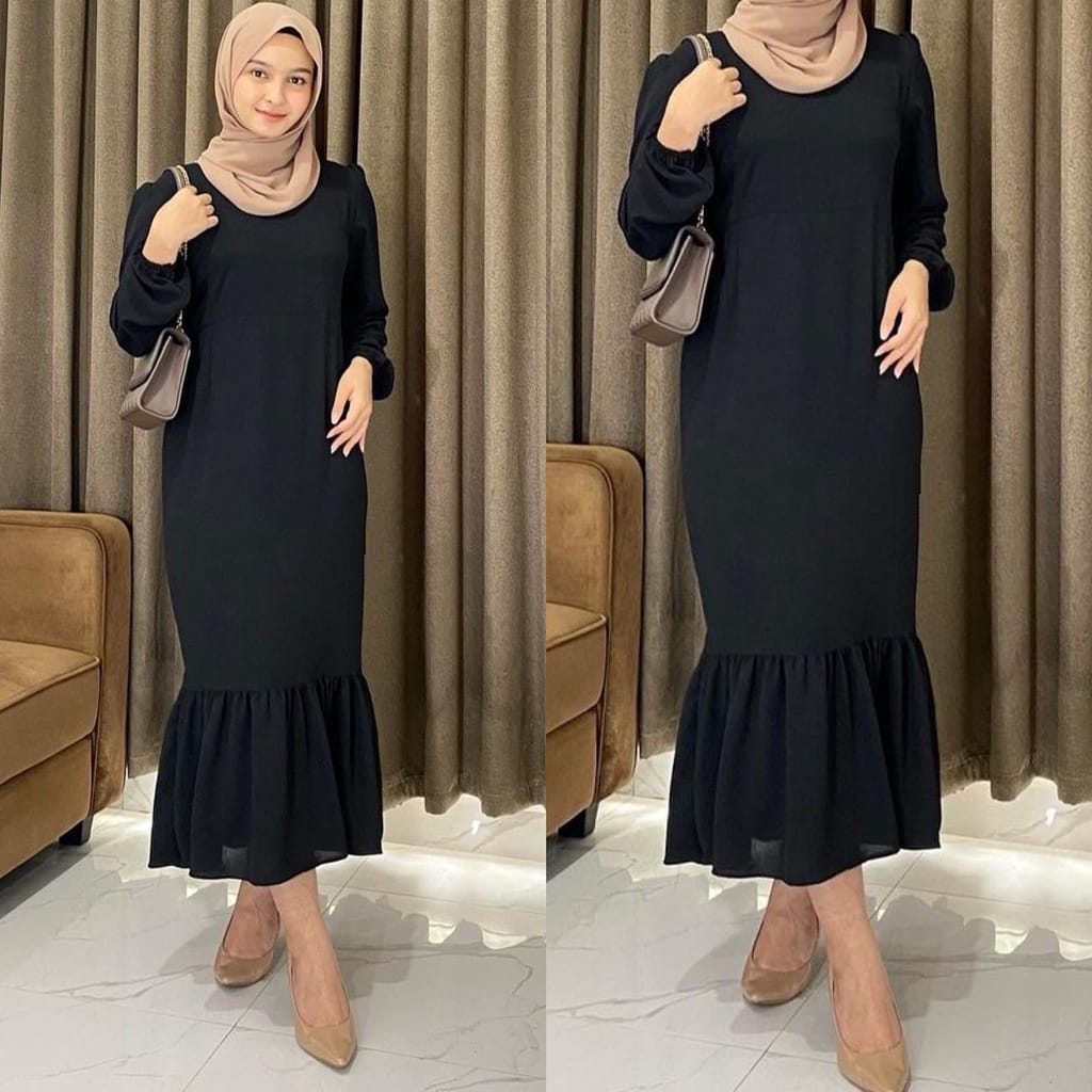 SISKA MIDI DRESS KOREAN LOOK / MIDI DRESS WANITA KOREA KEKINIAN CRINGKEL AIRFLOW