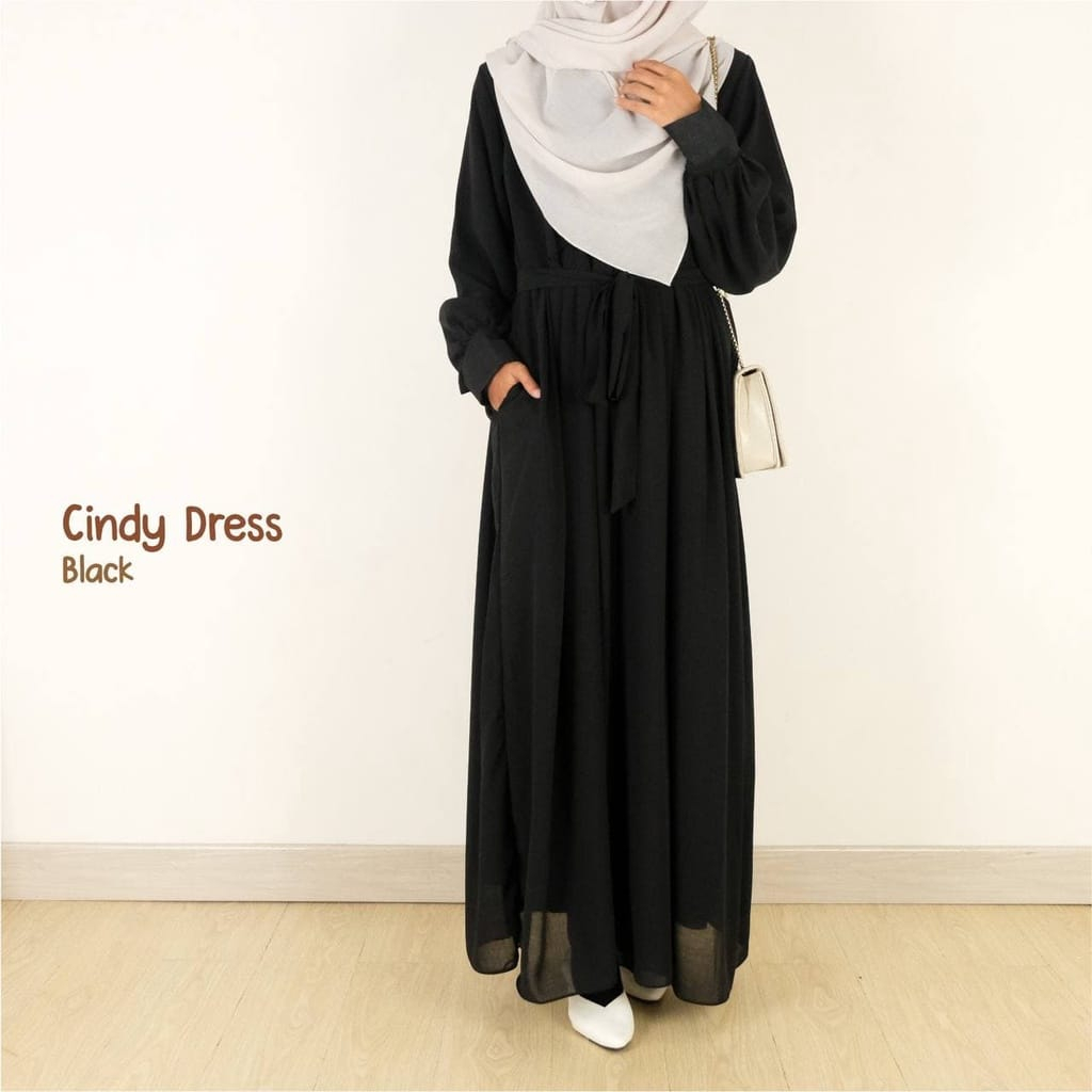 Cindy Dress Gamis Remaja Syari Crinkle Airflow / Gamis Wanita Kekinian