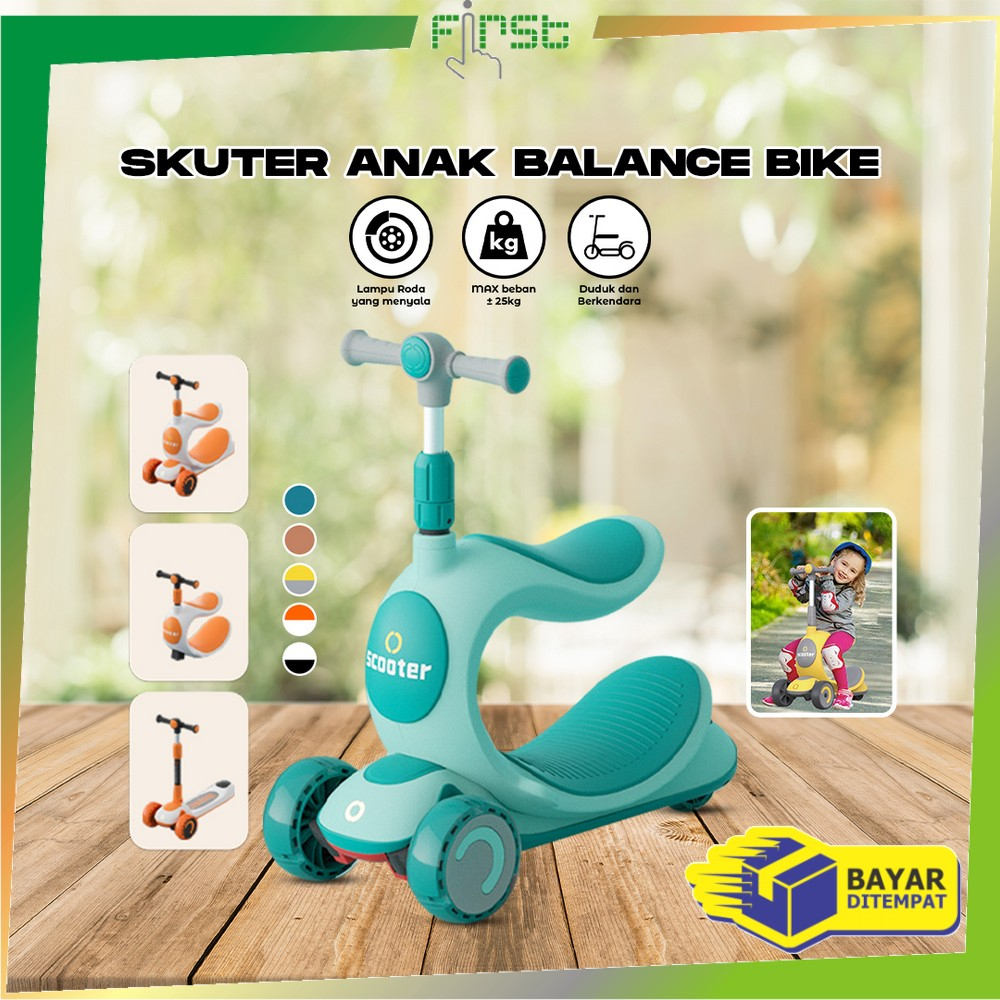 FH-M191 Scooter Anak 3 IN 1 Mainan Dorongan Anak / Otoped Skuter Anak Roda 3 / Kursi Goyang Anak