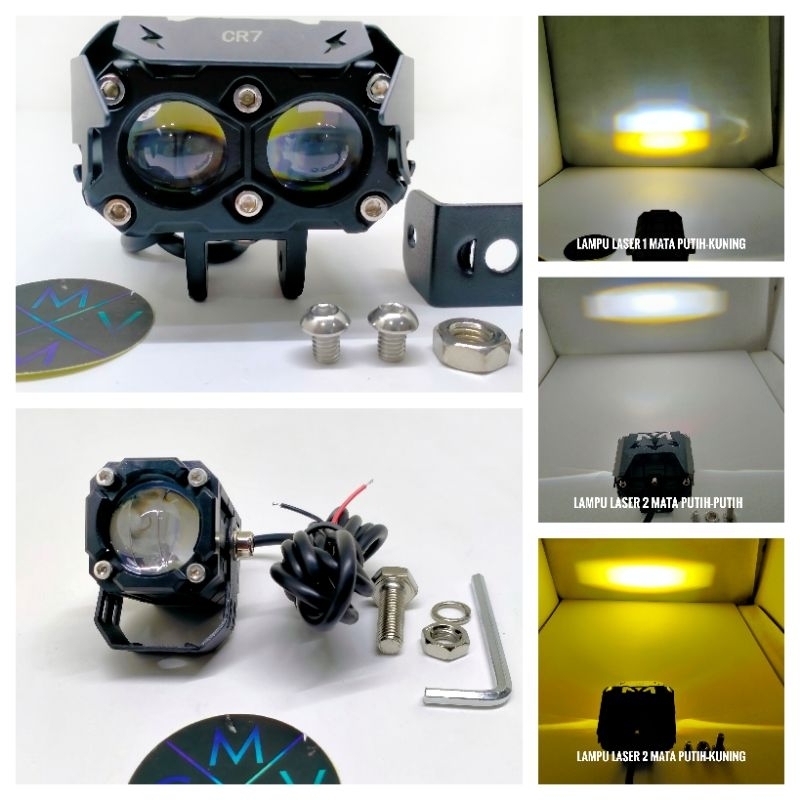 LAMPU SOROT LASER LED MINI LASER 3in1 flash DRL / lampu tembak cree mini putih kuning white yellow drl kedip