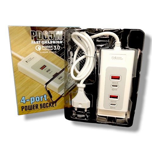 STOP KONTAK POWER SOCKET PD65W FAST CHARGING 3.0 ( 4 PORT USB)