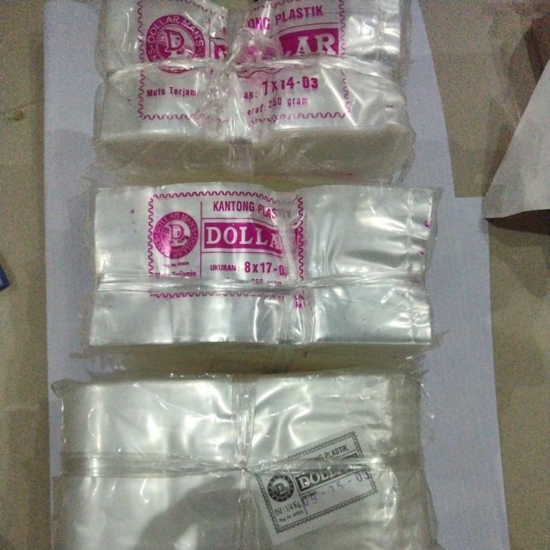 plastik PP dollar 7x14, 8x17, 9x18, 9x20  tebal 03