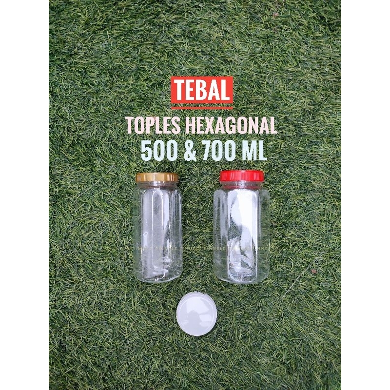 Toples Plastik 500ml 700ml Hexagonal / Toples Bawang Goreng / Toples Segi Enam / Toples Snack
