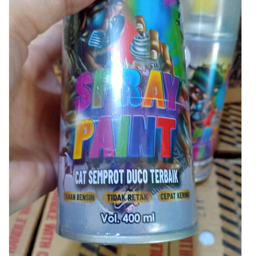 SASIN Spray Paint Cat Semprot Duco Terbaik Pilok PIlox  Warna Putih, Clear, Hitam, Silver, Hitam Doff, Merah, Kuning, Hijau, Biru, Candy Tone, Hi-temp (400cc-BESAR)