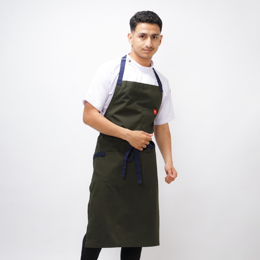 FK - Apron Masak chef Terbaru Baggio Cotton Hijau Army