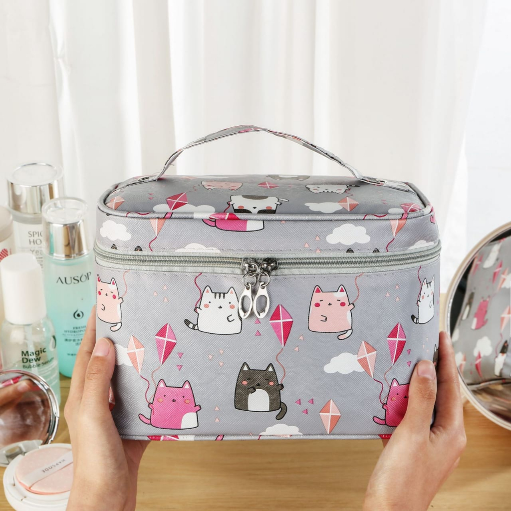 [Lms] Tas Kosmetik Foldable Travel Toiletry Bag Cosmetic Multifungsi Organizer Makeup Beauty Bag Motif Lucu