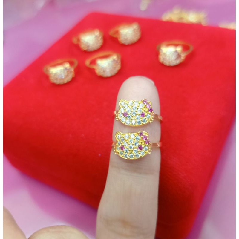 CINCIN ANAK HELLO KITTY PERAK 925 LAPIS MAS 24K